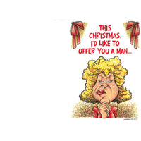 cartoon female with this christmas id like to offer you a man