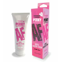 perky af strawberry nipple arousal gel in tube and beside box packaging