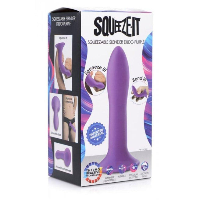 Squeezable Slender Dildo - Purple