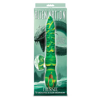 Package of 'Alien Nation' nessie squirming vibrator with green and white design