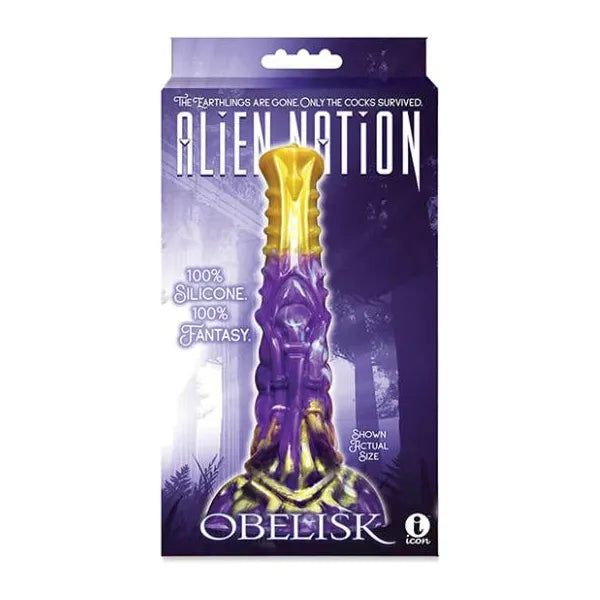 gold & purple ridged alien dildo