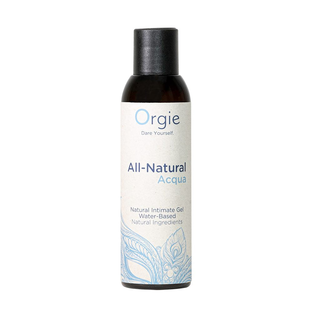 Bottle of Orgie All-Natural Acqua lubricant on a white background