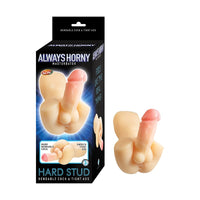 Masturbator with penis & butt with packaging labeled 'Always Horny' on a white background
