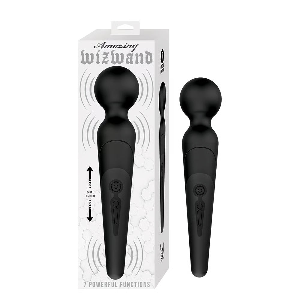 black vibrating wand beside box packaging