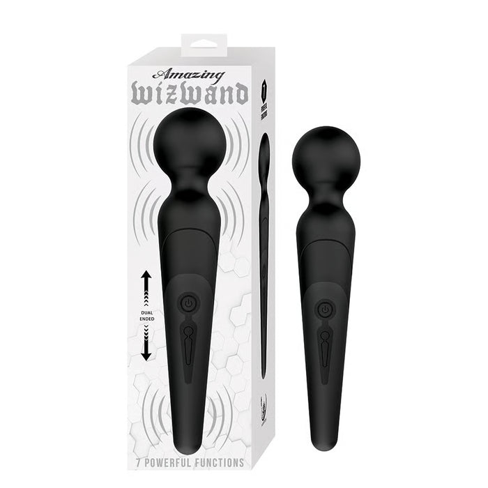 black vibrating wand beside box packaging
