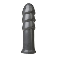 Grey rubber butt plug on a white background