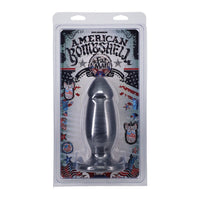 Product packaging with 'American Bombsshell' fat man anal plug branding on a white background