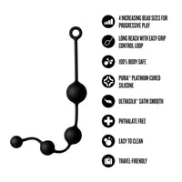 black anal beads with specs chart 