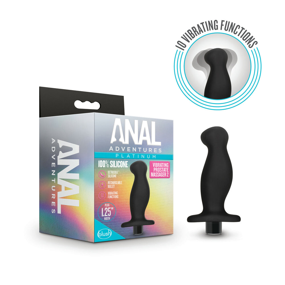 black curved anal plug beside box packaging