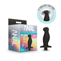 black curved anal plug beside box packaging