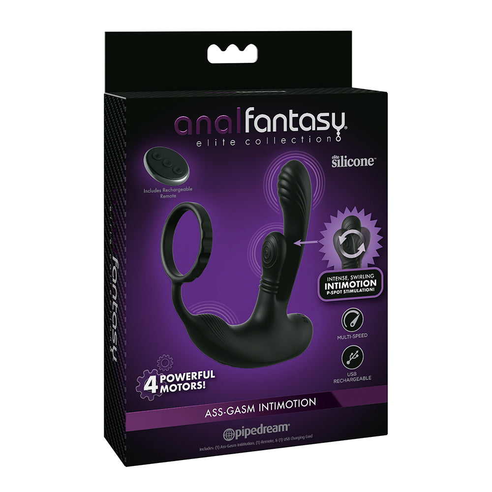Product packaging for 'anal fantasy' silicone product on a white background