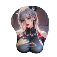 Mouse pad with an anime-style character design on a white background