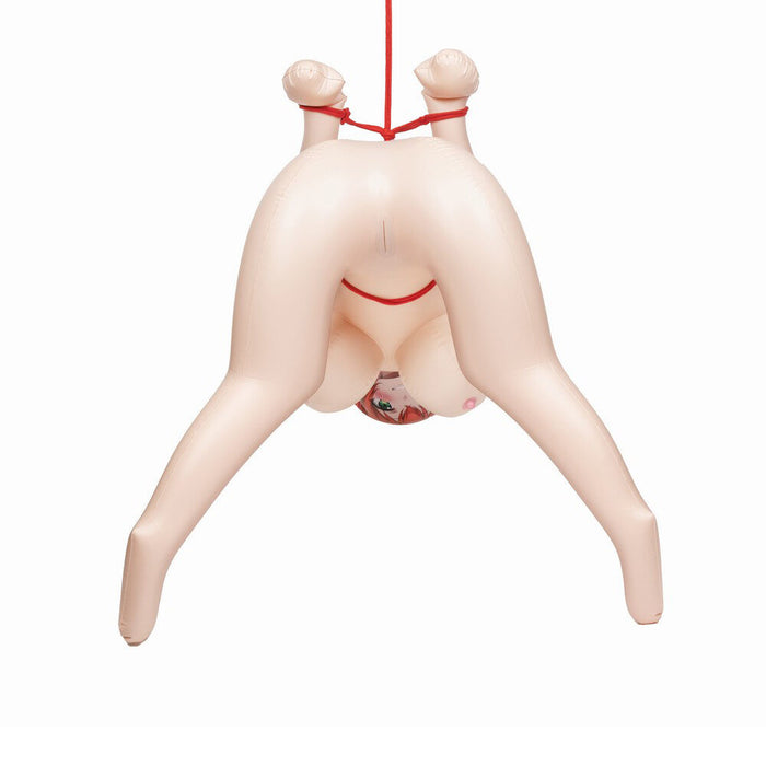 inflatable anime love doll shibari lexi with red straps on a white background
