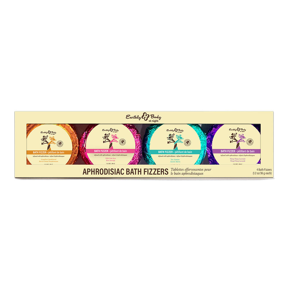 Box of Earthly Body Aphrodisiac Bath Fizzers on a white background
