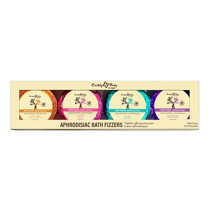 Box of Earthly Body Aphrodisiac Bath Fizzers on a white background