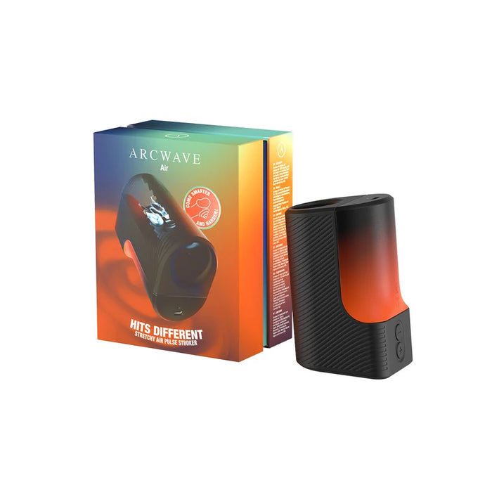 black and red masturbator beside box packaging arcwave air