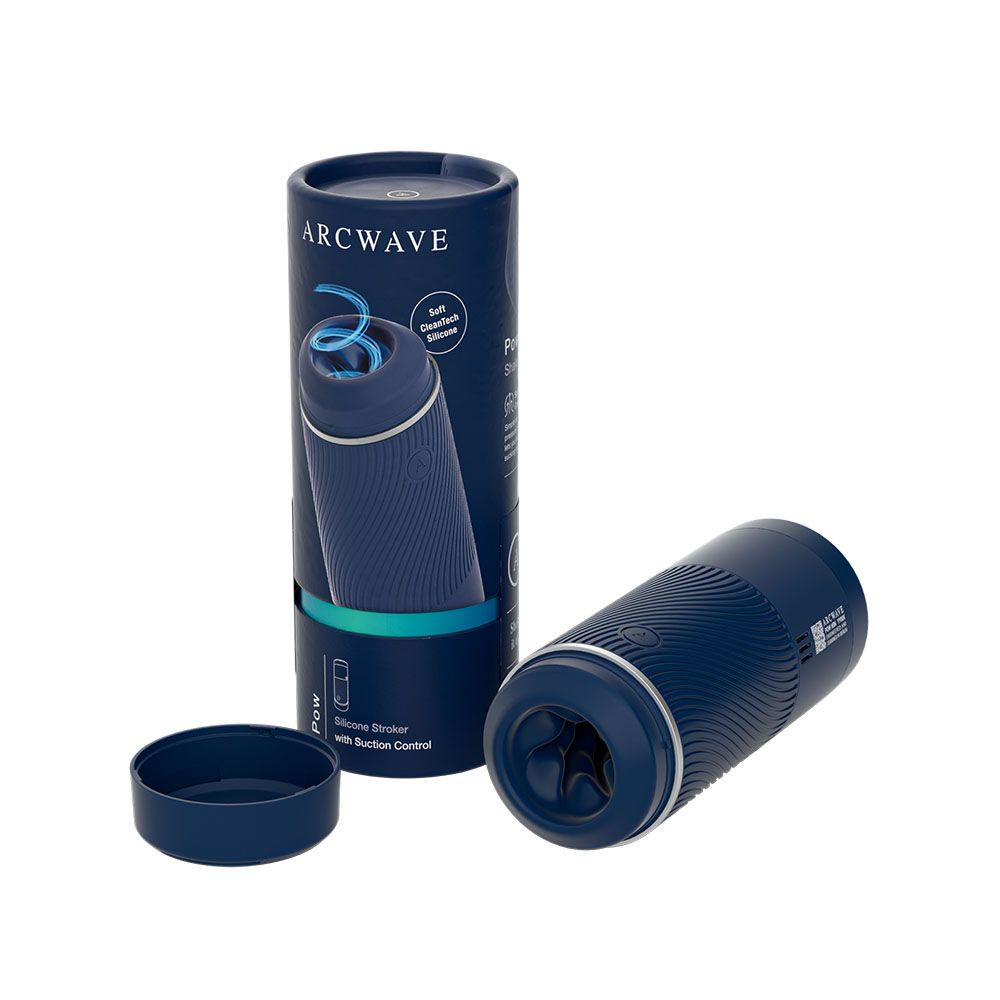 navy blue masturbator tube with cylinder package
