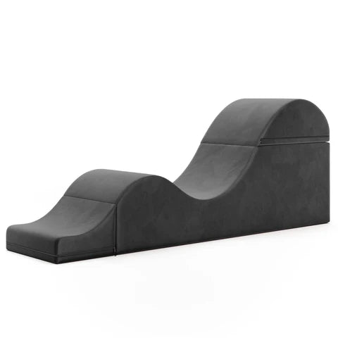 Black wedge-shaped chair on a white background