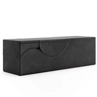 Black rectangular box with a handle on a white background