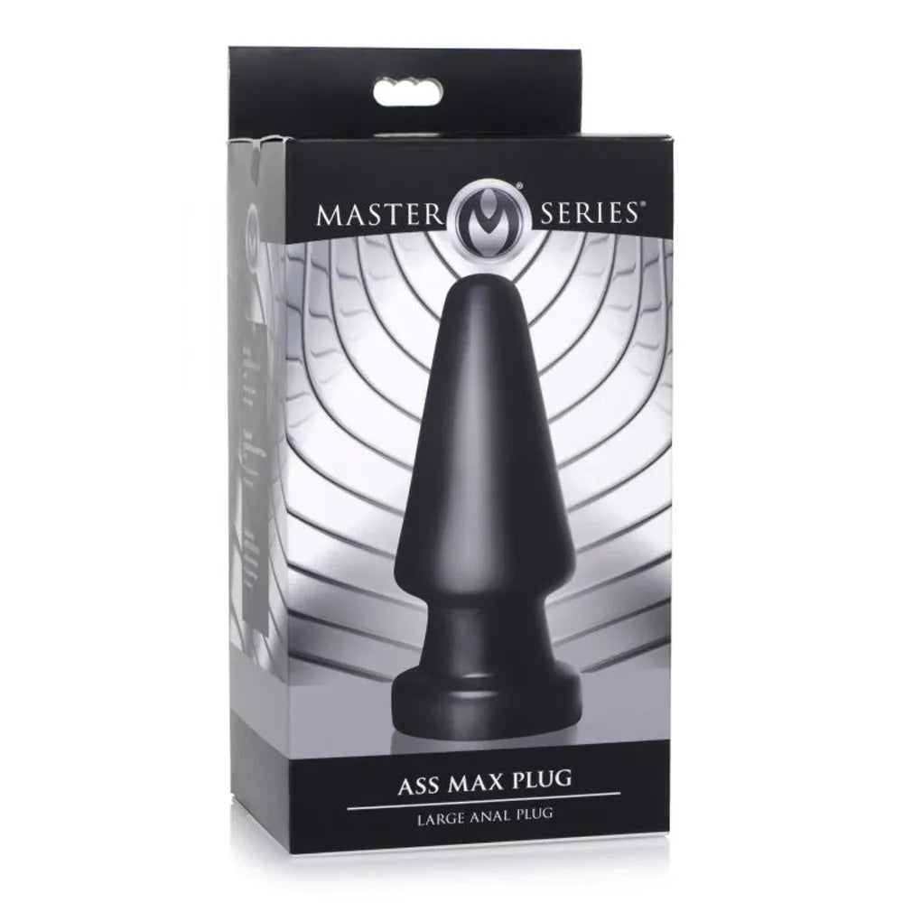 ass max large anal plug on box packaging in black