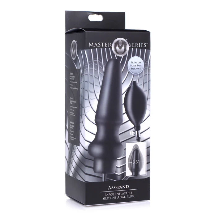 Black ass-pand inflatable anal plug Large inside packaging.