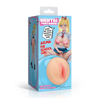 Product packaging for a 'Vibrating Pussy Stroker' with anime character design on a white background