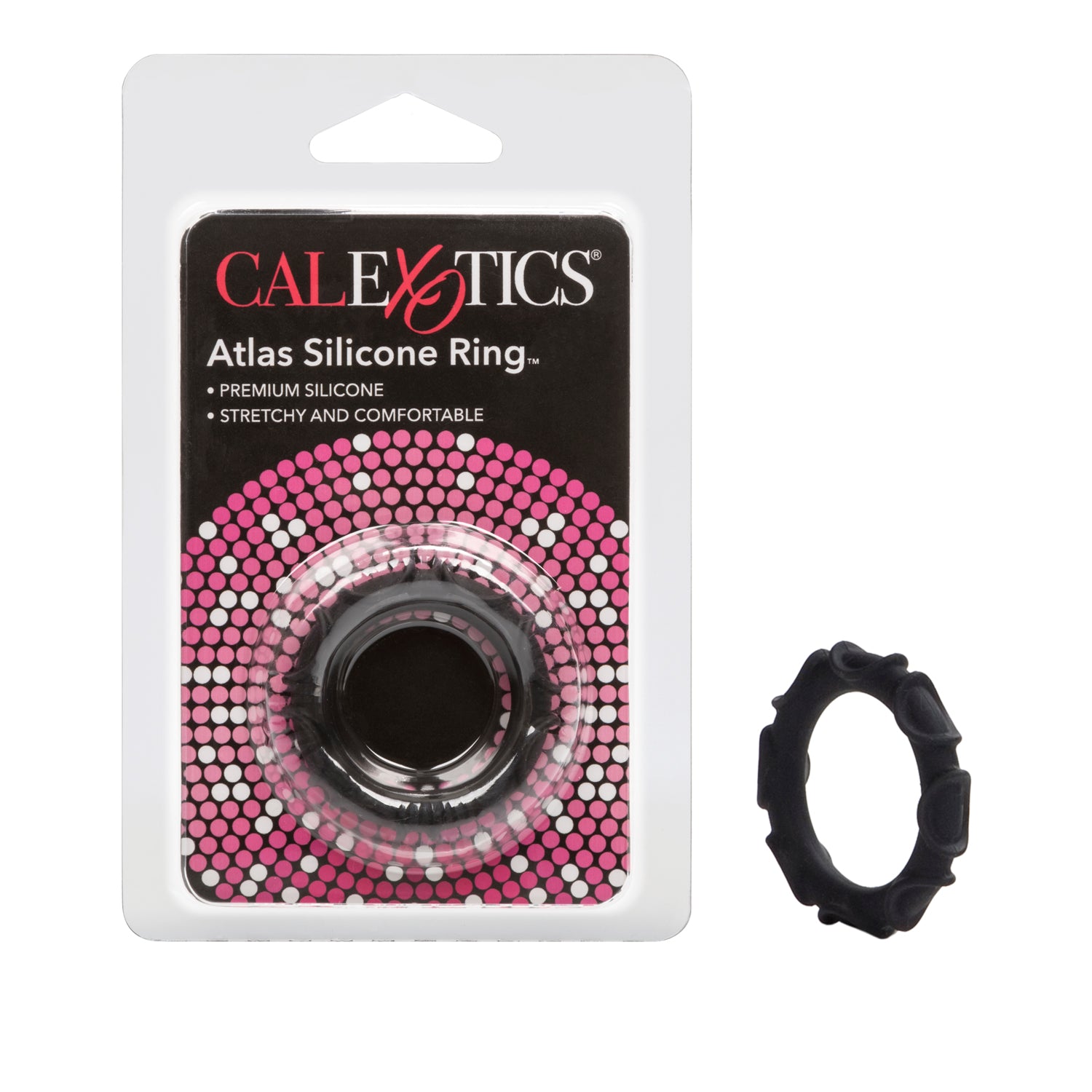 black silicone textured penis ring with package