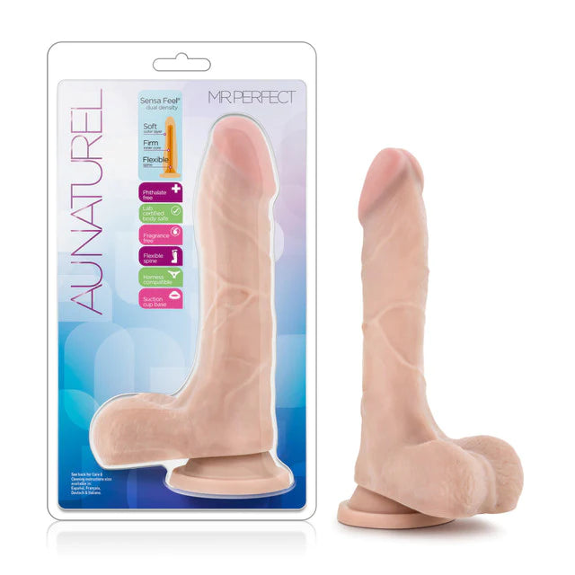 penis shaped dildo with balls in clear plastic package