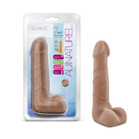 dildo with packaging labeled 'Suave' and 'Au Naturel' on a white background