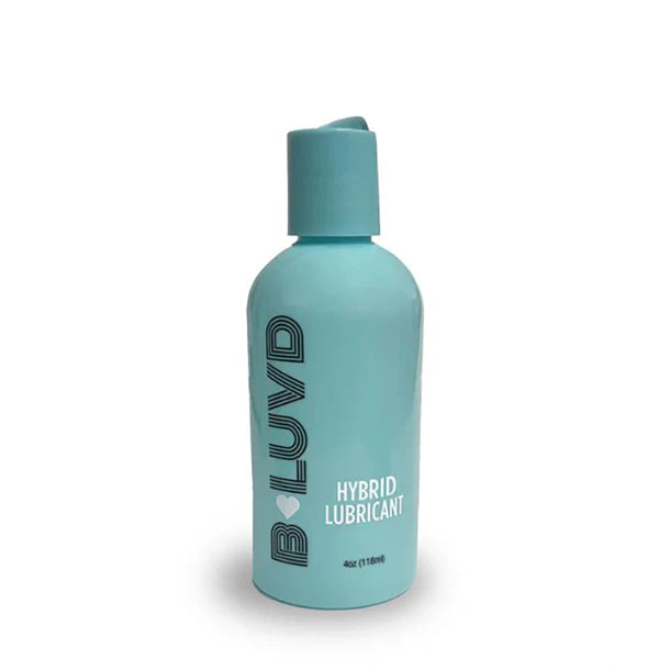 Blue bottle of BLUV hybrid lubricant on a white background