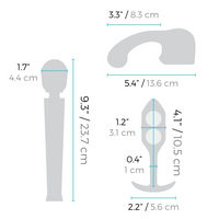 Measurement chart of various sizes on a white background