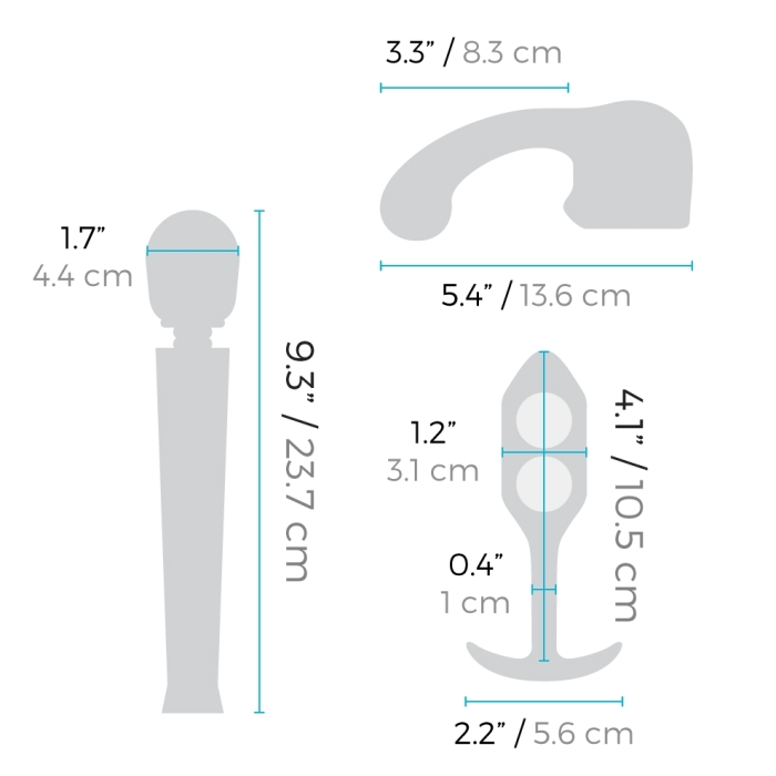 Measurement chart of various sizes on a white background