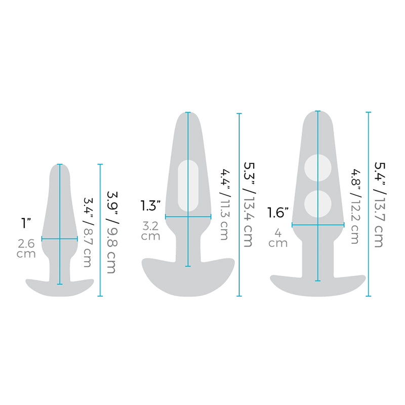 Measurement chart of different sizes of a product on a white background
