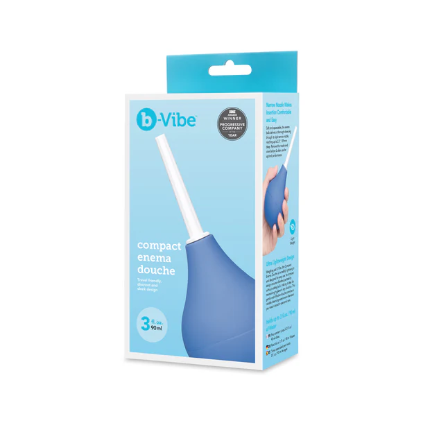 blue enema douche on box packaging