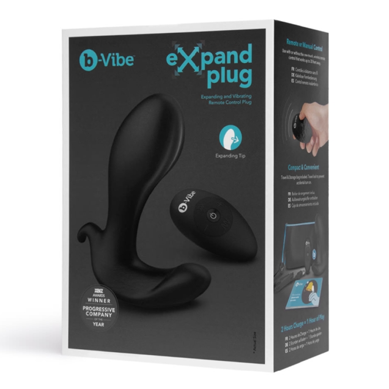 b-vibe expand anal plug with remote on box packaging
