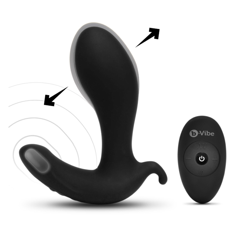 black curved prostate massager with remote control