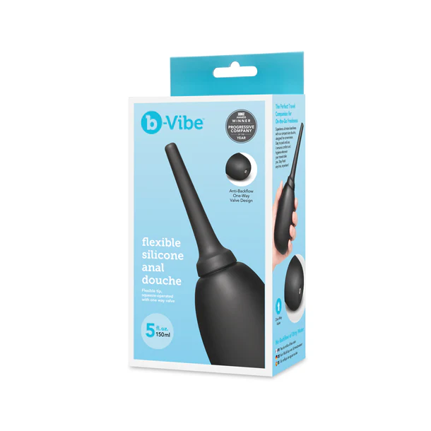 black anal douche on box packaging
