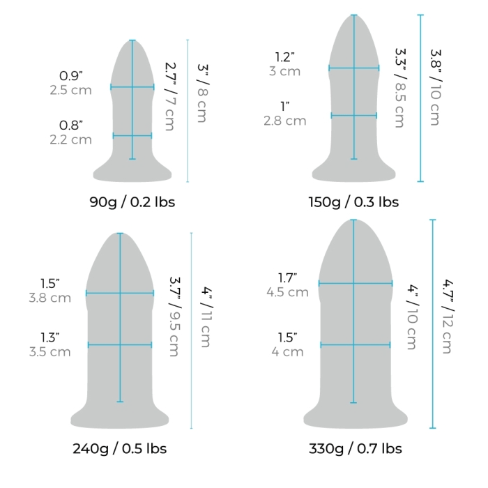glass anal dilators set size chart