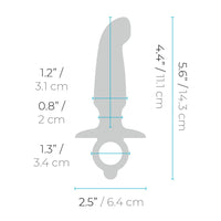Measurement chart of a tool with dimensions labeled in inches and centimeters.