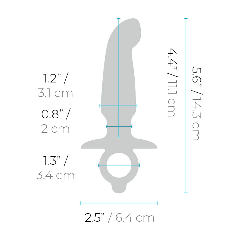 Measurement chart of a tool with dimensions labeled in inches and centimeters.