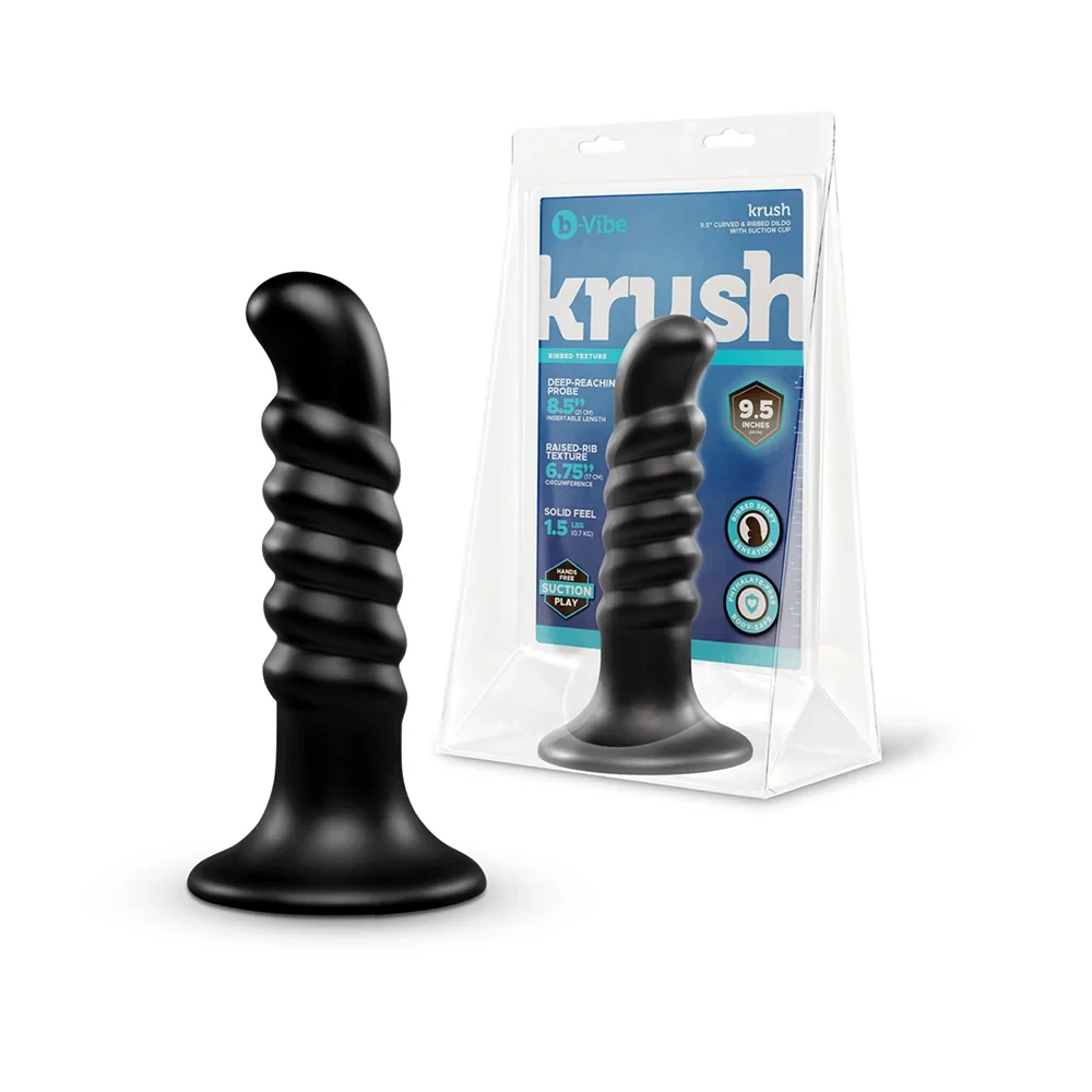 Black silicone product with packaging labeled 'Krush' on a white background
