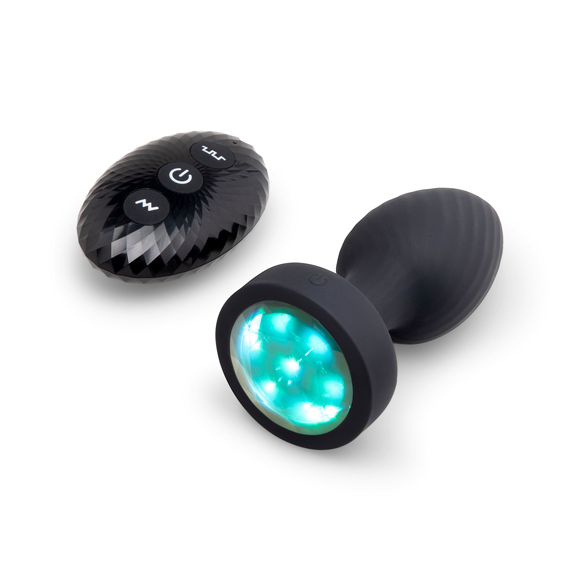 black anal plug, with led light on bottom, with remote control