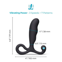 black curved anal plug with finger ring. size chart