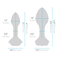 2 anal plugs with size charts