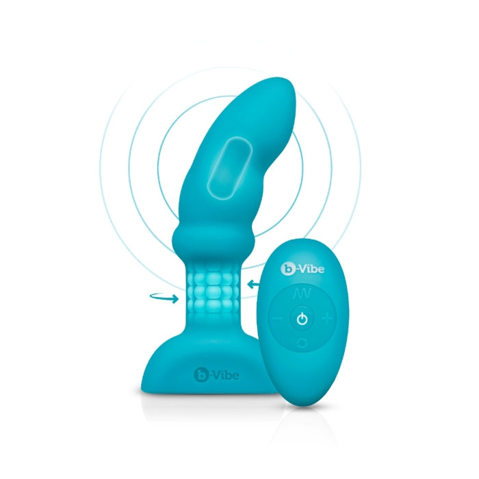 blue curved tip anal plug with inner beads. with remote control 