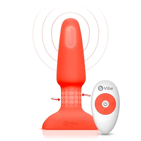 orange anal plug with inner beads and remote control