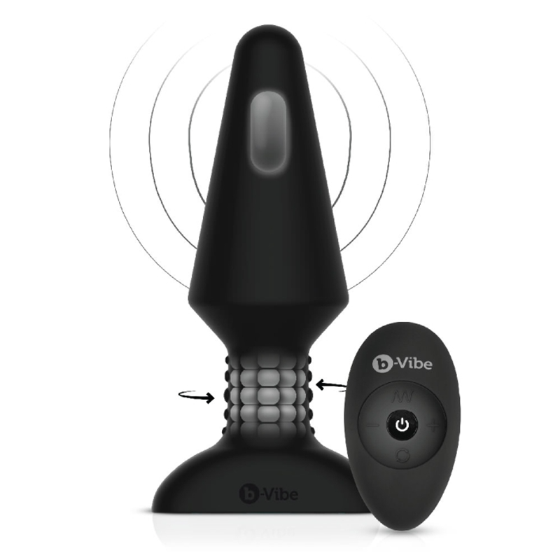 tapered anal plug with inner beads, and remote control