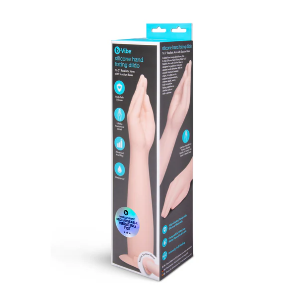 Vibe silicone hand fisting dildo packaging on a white background