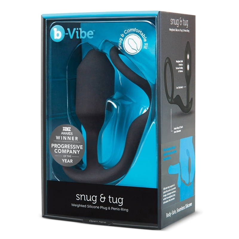 B-Vibe snug & tug product packaging on a white background