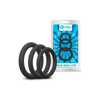 3 black cock rings with packaging